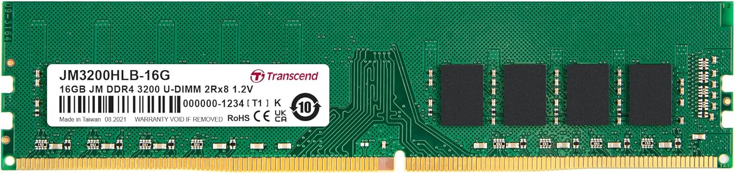 Transcend JetRam Memory DDR4 3200MHz U-DIMM Desktop RAM | 2Rx8, CL22, 1.2V | 16GB, 32GB Transcend JetRam Memory DDR4 3200MHz U-DIMM Desktop RAM | 2Rx8, CL22, 1.2V | 16GB, 32GB